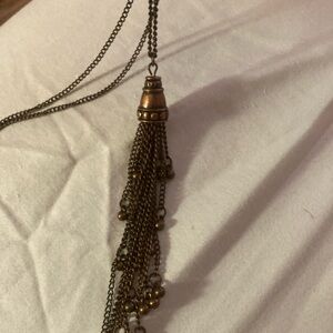 Antique Bronze Tassel Pendant Necklace - Women Jewelry